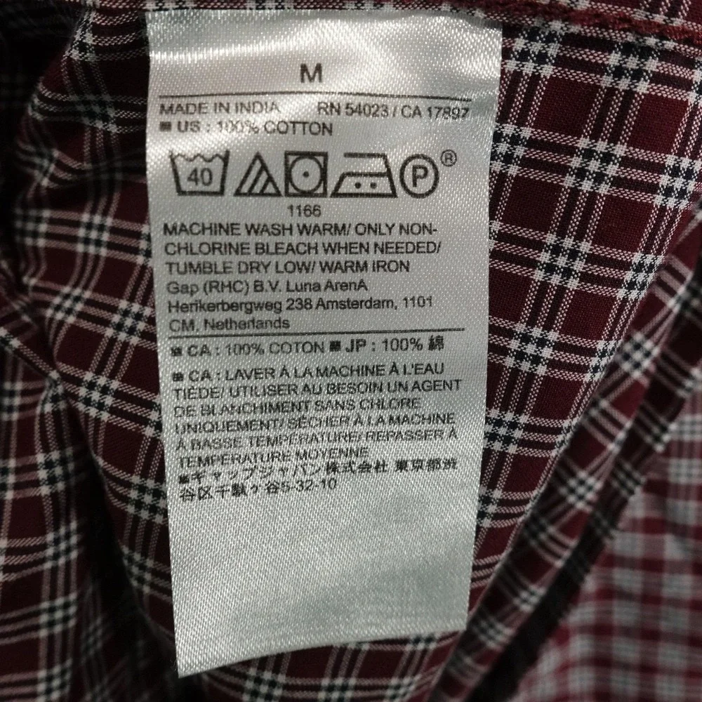 Banana Republic Shirt Mens M Red Check Long Sleeve Button-Up Slim Fit Cotton